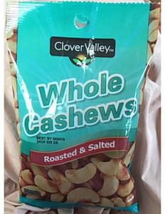 Clover Valley Roasted & Salted Whole Cashews - 28 g, Nutrition ...