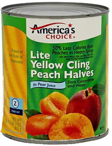 Americas Choice In Pear Juice Lite Yellow Cling Peach Halves Oz