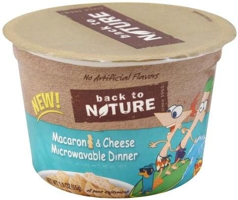 Back To Nature Phineas And Ferb Macaroni Cheese Microwavable Dinner 1 9 Oz Nutrition Information Innit