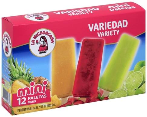 La Michoacana Variety, Mini Frozen Fruit Bars - 12 ea, Nutrition ...