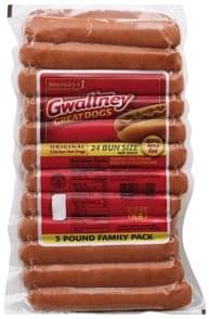 Gwaltney Chicken, Original, Bun Size, 3 Pound Family Pack Hot Dogs - 24 ...