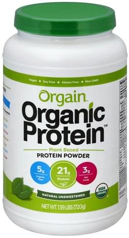 Orgain Plant Based, Natural Unsweetened Protein Powder - 1.59 lb ...