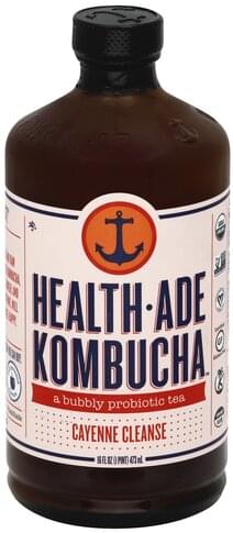 Health Ade Organic, Cayenne Cleanse Kombucha - 16 oz, Nutrition