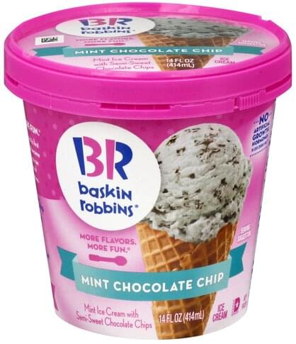 Baskin Robbins Mint Chocolate Chip Ice Cream - 14 Oz, Nutrition ...