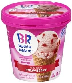 Baskin Robbins Very Berry Strawberry Ice Cream - 14 oz, Nutrition ...