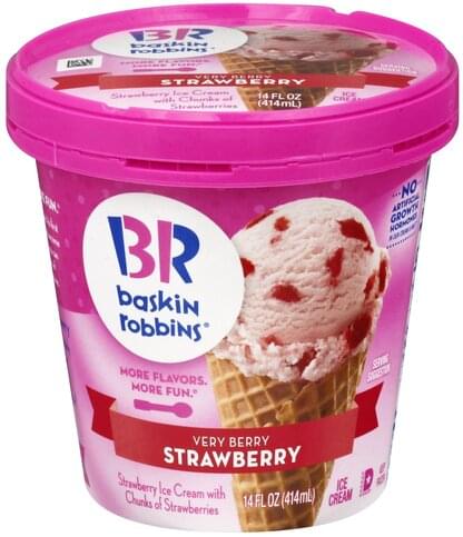 Baskin Robbins Very Berry Strawberry Ice Cream - 14 oz, Nutrition ...