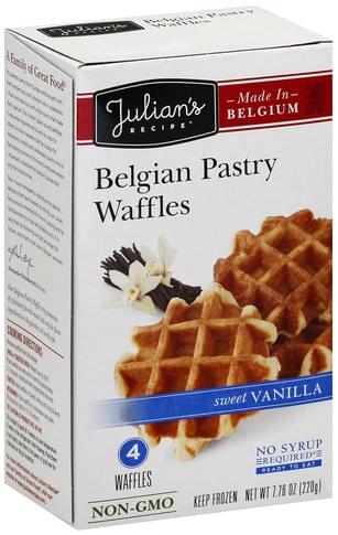 Julians Recipe Belgian Pastry, Sweet Vanilla Waffles - 4 ea, Nutrition ...