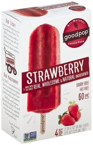 Goodpop Strawberry Frozen Pops - 4 ea, Nutrition Information | Innit