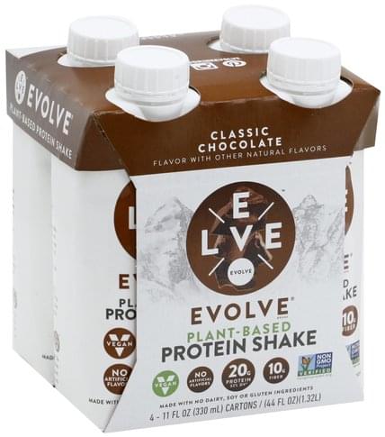 Evolve Classic Chocolate Protein Shake - 4 ea, Nutrition Information ...