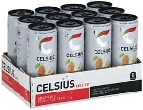 Celsius Fuji Apple Pear Sparkling Fuji Apple Pear - 12 oz, Nutrition ...