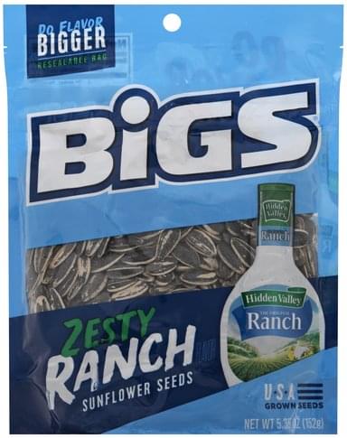 Bigs Zesty Ranch Flavor Sunflower Seeds - 5.35 oz, Nutrition