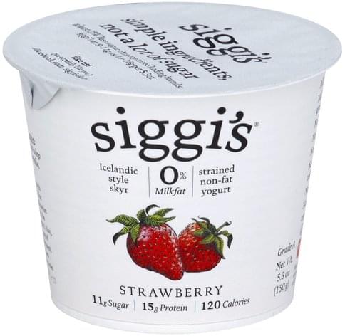 Siggi's Non-Fat, Icelandic Style Skyr, Strained, Strawberry Yogurt - 5. ...