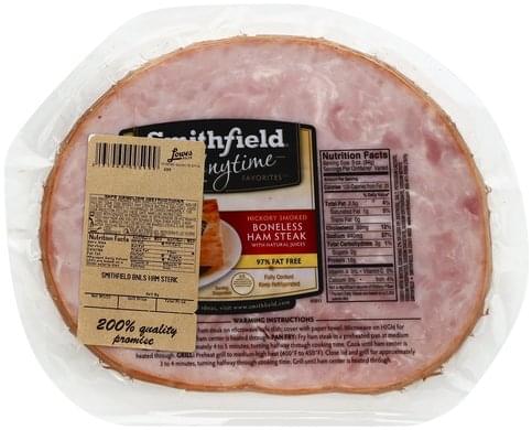 Smithfield Boneless Hickory Smoked Ham Steak Ea Nutrition Information Innit