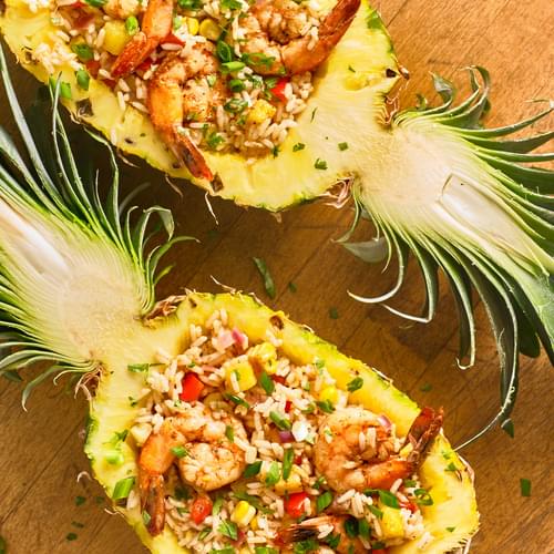 Sheet-Pan Shrimp, Pineapple & Peppers with Rice